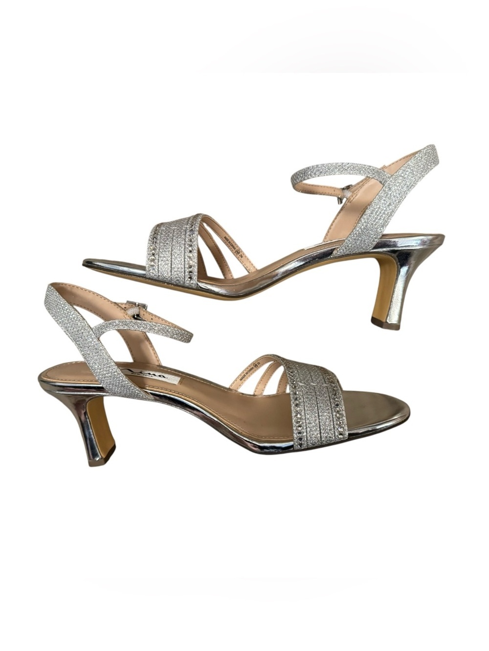 Nina Nelena Silver Sparkle Strappy Sandals Women’s Size 7 - Picture 5 of 9